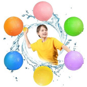 Reusable Water Balloons Quick Fill Soft Silicone Self Sealing Water Balls Outdoor Water Toys With Mesh Bag For Outdoor Summer Fun Party Kids Outside Play Water Games Gift Pool Activity (6Pack)