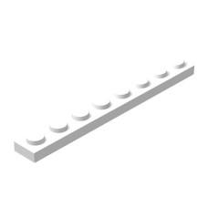 Classic Building Bulk 1X8 Plate, White Plates 1X8, 100 Piece, Compatible With Lego Parts And Pieces 3460(Color:White)