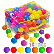 Langxun 100Pcs Soft Plastic Ball Pit Balls - Plastic Toy Balls For Kids - Baby Toddler Birthday, Ball Pit Play Tent, Baby Kiddie Pool Water Toys, Party Decoration, Photo Booth Props