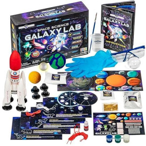 Original Stationery Space Science Kit, Solar System Kit With A Rocket, Outer Space Craft Stickers And More To Make A Moon Spinner And A Solar System, Fun Gift Idea And Space Toys For Boys And Girls