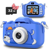 Slothcloud X5 Kids Digital Camera, Unicorn-Purple, 32Gb Memory, Anti-Drop Silicone, 1080P Video, Multi-Functions, Selfie, Gift For Children