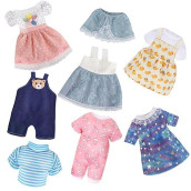 Alive Doll Clothes And Accessories - Baby Doll Dresses Fit For 12 13 14 14.5 Inch Bitty Girl Dolls, 6 Sets Doll Outfits Include Doll Dresses, Pajamas, One-Piece Suit, Swimsuit For Girls Gifts