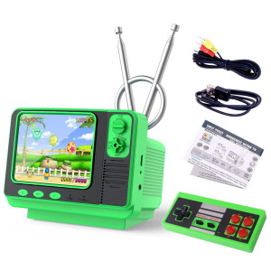 Retro Video Games Console For Kids Adults Built-In 308 Classic Electronic Game 3.0'' Screen Mini Tv Games Console Support Tv Output And Usb Charging Birthday Xmas Gift For Boys Girl 4-12 (Green)