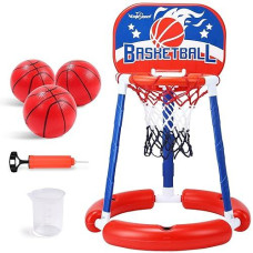 Eaglestone Pool Basketball Hoop With Backboard,3 Balls &Pump For Summer,Kids Swimming Pool Basketball Hoop Set,Pool Games Toys For Kids Adults Ages 6-8 12