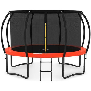 Jumpzylla Trampoline 8Ft 10Ft 12Ft 14Ft Trampoline Outdoor With Enclosure - Recreational Trampolines With Ladder And Galvanized Anti-Rust Coating, Astm Approval- Outdoor Trampoline For Kids