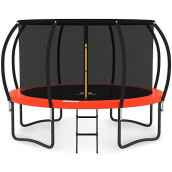 Jumpzylla Trampoline 8Ft 10Ft 12Ft 14Ft Trampoline With Enclosure - Recreational Trampolines With Ladder And Galvanized Anti-Rust Coating, Astm Approval- Outdoor Trampoline For Kids