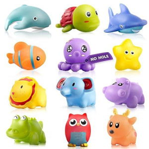 Mold Free Infant Bath Toys For18 Months - No Hole Animal Bathtub Toys, Baby Bath Tub Toys No Mold (Ocean+Wild)
