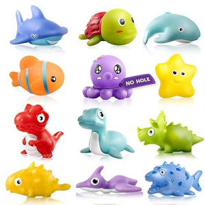 Mold Free Infant Bath Toys For 18 Months - No Hole Animal Bathtub Toys, Baby Bath Tub Toys No Mold (Ocean+Dino)