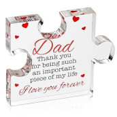 Fathers Day Dad Birthday Gift - Engraved Acrylic Block Puzzle Birthday Gifts For Dad 3.35 X 2.76 Inch - Cool Father'S Day Presents From Daughter, Son, Mom - Heartwarming Men Birthday Gift, Ideas