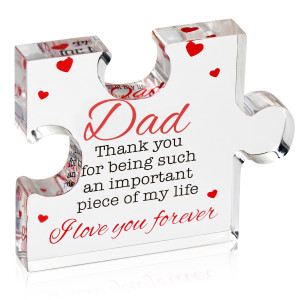 Velenti Dad Birthday Gift - Engraved Acrylic Block Puzzle Birthday Gifts For Dad 3.35 X 2.76 Inch - Cool Dad Presents From Daughter, Son, Mom - Heartwarming Men Birthday Gift, Ideas