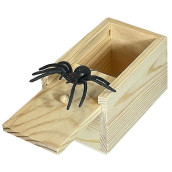 Funfamz Mini Spider Prank Box - Surprise Wooden Gag Gift, Perfect For Birthday, Christmas, Harmless Joke With Rubber Spider, Startling & Reusable Prank Kit