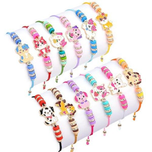 Lorfancy 12 Pcs Kids Bracelets For Girls Toddler Play Jewelry Cute Animal Dog Charm Bracelet Braided Woven Friendship Adjustable Colorful Teen Little Girls Dress Up Jewelry Gift