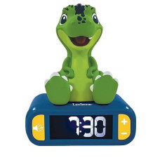 Lexibook Dinosaur Night Light, Clock, Alarm Clock For Boys And Girls, Snooze, Colour Blue/Green-Rl800Dino, Rl800Dino, Blue/Green