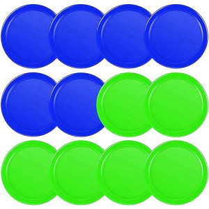 Coopay 12 Pieces Home Air Hockey Pucks 2.5 Inches Heavy Replacement Pucks For Game Tables Equipment Accessories, 12 Grams (Blue And Green)