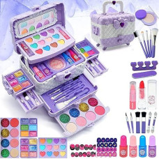 Kids Makeup Kit Girls Toys - Toys For Girls Real Washable Makeup Girls Princess Gift Play Make Up Toy Makeup Vanities For Girls Age 4-12 Year Old Children Gift Birthday