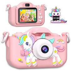 Oaeblle Kids Camera Toddler Camera For Girls, Christmas Birthday Gifts For Girls Age 3-6, Kids Digital Camera For 7 8 9 10 12 Year Old, Selfie Camera For Kids, 32Gb Tf Card(Pink)