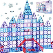 Little Pi Frozen Princess 104 Pcs Magnetic Building Blocks Castle - Magnet Tiles Doll House - Educational Stem Playset Toddler Toys - Birthday Gift For Kids Age 3 4 5 6 7 8 Year Old Girls & Boys