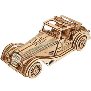 Ugears Sports Car Rapid Mouse - 3D Car Model Puzzle With Powerful Dual Engine System - 3D Wooden Puzzles For Adults - Challenging Roadster Model Car Kits To Build - Diy 3D Puzzle Model Kits