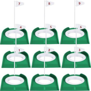 Sotiff 9 Pack Golf Putting Cup And Flag Plastic Golf Hole Training Aids Golf Training Putters For Indoor Outdoor Kids Men Women Office Backyard Garage Accessories (White)