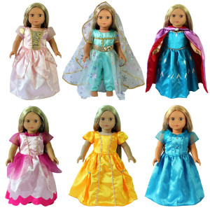 Reeraa 8 Pcs 18 Inch Doll Clothes And Accessories Queen And Princess Dress Gowns For American 18 Inch Girl Doll Clothes Gift