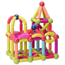 Rousky Magnetic Rods Set,Magnet Building Sticks Set, Building Blocks Tiles, Stem Stacking Toys For Kid Age 3+ (Multicolour-42Pcs)