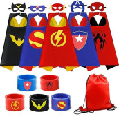 Cotatero Kids Superhero Capes Set Costume With Wristbands Toys For Birthday Party Christmas Gift (5Pcs Kids Superhero Capes)