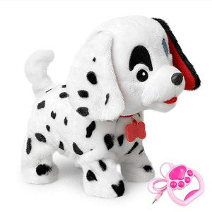 Yh Yuhung Walking Dalmatian Puppy Dog Toy With Remote Control Leash, Walking And Barking Puppy Toy Dog For Kids Girls Boys