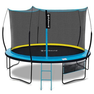 Skybound 12Ft Trampoline With Enclosure - Recreational Trampolines For Kids And Adults With Patented Fiberglass Curved Poles - Outdoor Trampoline With Ladder - Rust Resistant, Astm Approved