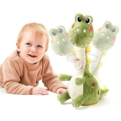 Tumama Dinosaurs Dancing Talking Interactive Baby Toys, Similar To Dancing Cactus With Talking Recording Repeating Speaking, Talking Dinosaurs Tummy Time Baby Toy For Toddlers 1-3