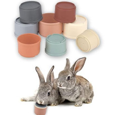 Savita 8Pcs Stacking Cups For Rabbits, Multicolored Rabbit Stacking Cups Toy For Bunny Nesting Toy Stackable Rabbit Foraging Toy For Small Animals Bunnies