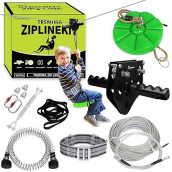 150/180/200 Feet Zip Line Kit For Kids And Adult Up To 330 Lb With Zipline Spring Brake And Safety Harness, Zip Line Trolley With Handle And Thickened Seat,For Backyard Playground Entertainment