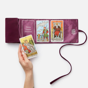 Witchy Cauldron Spanish Tarot Card Holder Bag: Satin Tarot Pouch With Tarot Pattern Design, Carrying Bag Tarot For Spiritual Readings, Witchy Gifts For Tarot Lovers, And Divination Tools