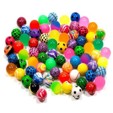 Kiseer 100 Pieces Assorted Colorful Bouncy Balls Bulk Mixed Pattern High Bouncing Balls For Kids Party Favors, Prizes, Birthdays Gift (28 Mm)