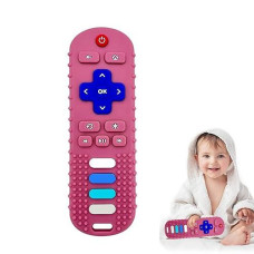 Silicone Baby Teething Toys,Tv Remote Control Shape Teething Toys,Remote Teether For Babies 0-18 Months,Bpa Free(Pink)