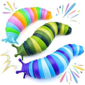 Cevioce Sensory Slug Fidget Toys,3Pcs Fidget Slug Toys For Adults & Kids Party Favors,Autism Sensory Toys For Autistic Children,Toddler Toys Age 3+,Travel Toys For 3+ Year Old - H