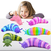 Cevioce 6Pcs Sensory Slug Fidget Toys,Fidget Slug Toys For Adults & Kids Party Favors,Autism Sensory Toys For Autistic Children,Toddler Toys Age 3+,Travel Toys For 3+ Year Old - B