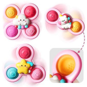 Alasou 3Pcs Pop Up Suction Cup Spinner Toys For 1 Year Old Boy Girl|Novelty Spinning Tops Toddler Toys Age 1-2|Sensory Baby Bath Toys For Toddlers 1-3|6 12 18 Months Boy Birthday Gift For Infant