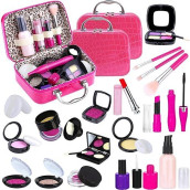 Tepsmigo 2 Pack Pretend Makeup Kit For Girls, Kids Pretend Play Makeup Set - With Cosmetic Bag For Birthday Christmas, Toy Makeup Set For Toddler, Little Girls Age 3+(Not Real Makeup)