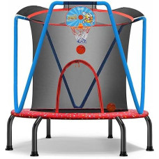 Zupapa No-Gap Design Trampoline For Kids Toddler Indoor Outdoor Small Trampolines For Baby With Net Basketball Hoop For Age 2-5, 54'' 66''