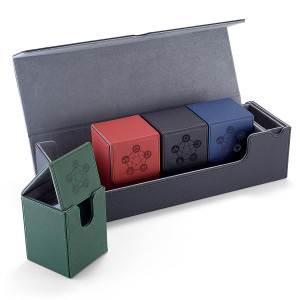 Mixpoet Card Deck Box 5 In 1 Fits Mtg/Ygo/Ptcg Cards - Include 4 Pcs Card Deck Cases & 1 Premium Trading Card Storage Box With Dice Tray - Holds Up To 1200+ Tcg Cards - Pentagram