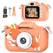 Mgaolo Kids Camera Toys For 3-12 Years Old Boys Girls Children,Portable Child Digital Video Camera With Silicone Cover, Christmas Birthday Gifts For Toddler Age 3 4 5 6 7 8 9 (Dog Orange)