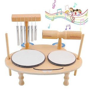 Ml.Enjoy Drum Set For Toddlers Montessori Toys Musical Toys For Toddlers Kids Musical Instruments Sensory Toys Baby Drum Natural Wooden Baby Toy(Hippo Shape)