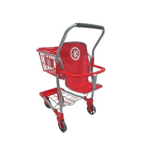 Kookamunga Kids 2 In 1 Shopping Cart For Kids - Kids Shopping Cart - Toy Grocery Cart - Toy Shopping Cart W/Removable Hand Basket & Doll Seat Carrier - Perfect For Boys & Girls Ages 2+ (Solid Red)