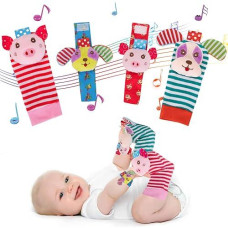 Padonise Wrist Rattles For Babies 0-6 Months Baby Toys Rattles Socks For Babies 6-12 Months Baby Socks 12-24 Months Soft Sensory Toys For Babies Birth Christening Birthday Christmas Gifts For Baby