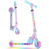 Beleev Scooters For Kids Ages 3-12 With Light-Up Wheels & Stem & Deck, 2 Wheel Folding Scooter For Girls Boys, 3 Adjustable Height, Non-Slip Pattern Deck, Kick Scooter For Children (Purple)