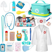 Sundaymot Doctor Kit For Kids, 34 Pcs Pretend Playset For Toddlers, Doctor Kit For Toddlers 3-5, With Medical Bag, Stethoscope And Other Accessories, For Boys And Girls Fun Role Playing Game