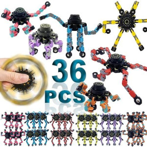 36Pack Fingertip Gyro Toy Fingertip Mechanical Top Diy Deformation Robot Metal Transformabl Gyro Spinners Funny Finger Chain Robot Toy Fidget Spinners Stress Relief Add Adhd Astium For Kids Adults