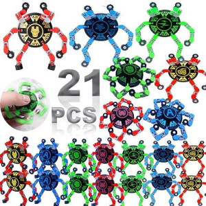 21Pack Fingertip Gyro Toy Fingertip Mechanical Top Diy Deformation Robot Metal Transformable Gyro Spinners Funny Finger Chain Robot Toy Fidget Spinners Stress Relief Add Adhd Astium For Kids Adults