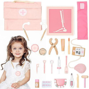 Doctor�S Kit Play Set For Kids, Pretend Toy 18 Pcs Doctor Playset For Toddlers, Dentist Kit Doctor Role Play Set, Doctor Kit For Toddlers And Kids Ages 3+ 4 5 6 Year Old Boys And Girls, Pink