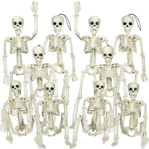 Xonor 16� Posable Halloween Skeleton- Full Body Halloween Skeleton With Movable Joints For Haunted House Props Decorations (10Pcs)